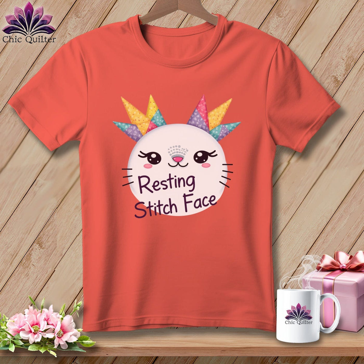 MyDesigns Physical Item S / Bright Salmon Quirky Impact - Resting Stitch Face ~ Premium Tee