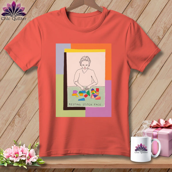 MyDesigns Physical Item S / Bright Salmon Sew-Nia Delaunay - Resting Stitch Face ~ Premium Tee