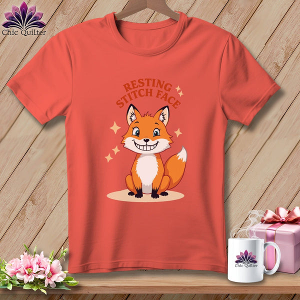 MyDesigns Physical Item S / Bright Salmon Silly Fox - Resting Stitch Face ~ Premium Tee