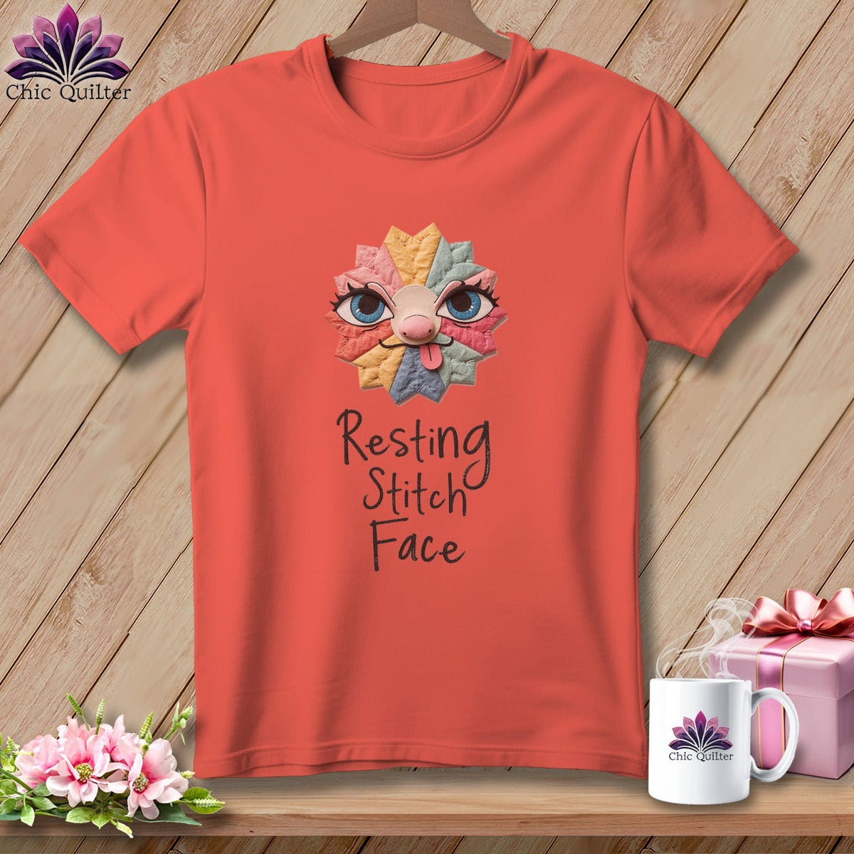 MyDesigns Physical Item S / Bright Salmon Tongue - Resting Stitch Face ~ Premium Tee
