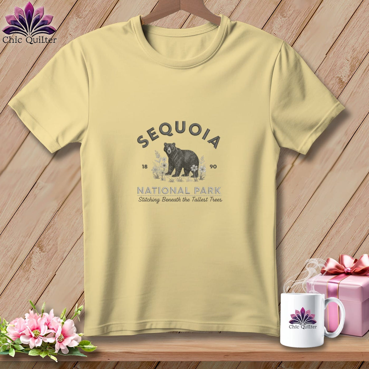 MyDesigns Physical Item S / Butter Sequoia National Park ~ Bear, Stitchin In Beauty ~ Premium Tee