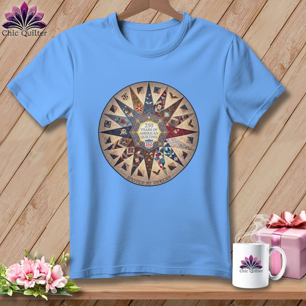 MyDesigns Physical Item S / Carolina Blue 250 Years of American Quilting United By Thread Commemorative ~ Relaxed Fit Tee