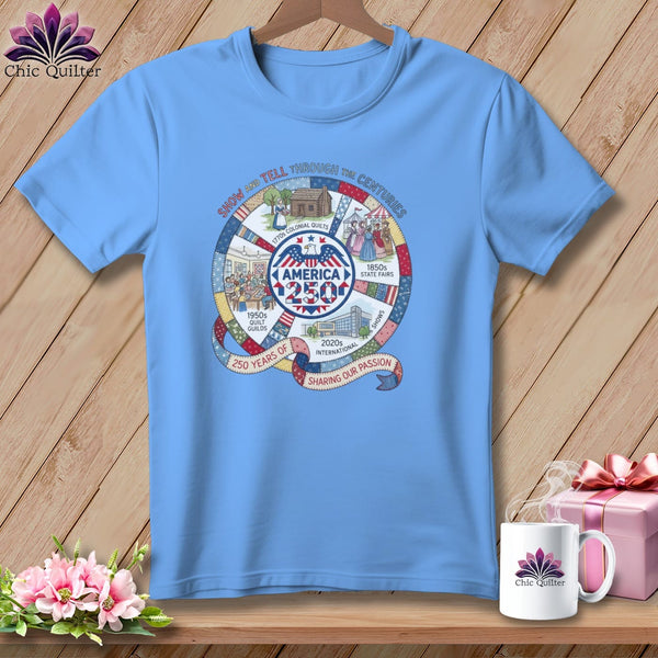 MyDesigns Physical Item S / Carolina Blue 250 Years of Quilting History ~ Relaxed Fit Tee