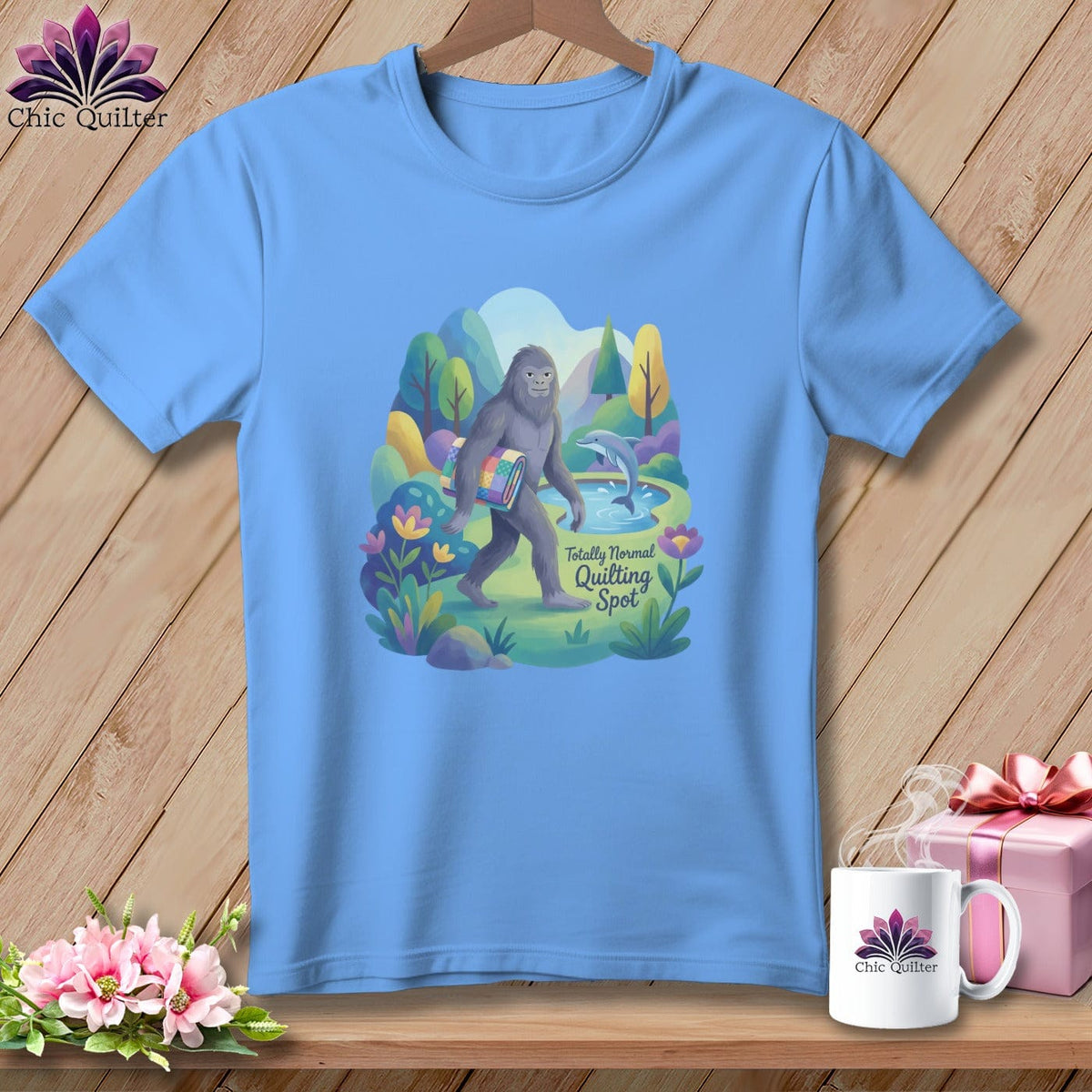 MyDesigns Physical Item S / Carolina Blue Big Foot Through the Tulips ~ Relaxed Fit Tee