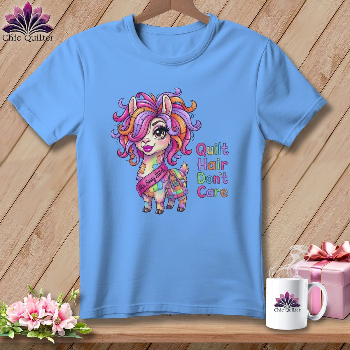 MyDesigns Physical Item S / Carolina Blue Big Stitches Big Heart ~ Relaxed Fit Tee