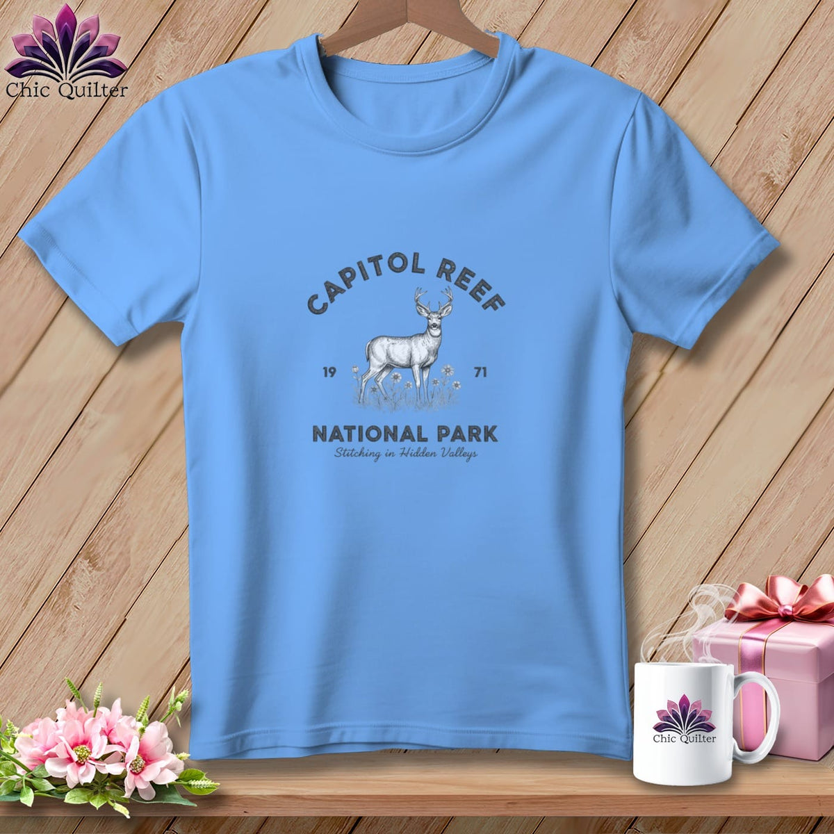 MyDesigns Physical Item S / Carolina Blue Capitol Reef National Park, Stitchin In Beauty ~ Relaxed Fit Tee
