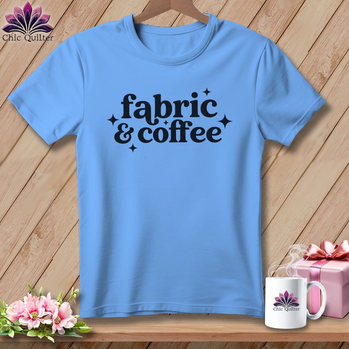 MyDesigns Physical Item S / Carolina Blue Fabric & Coffee ~ Relaxed Fit Tee