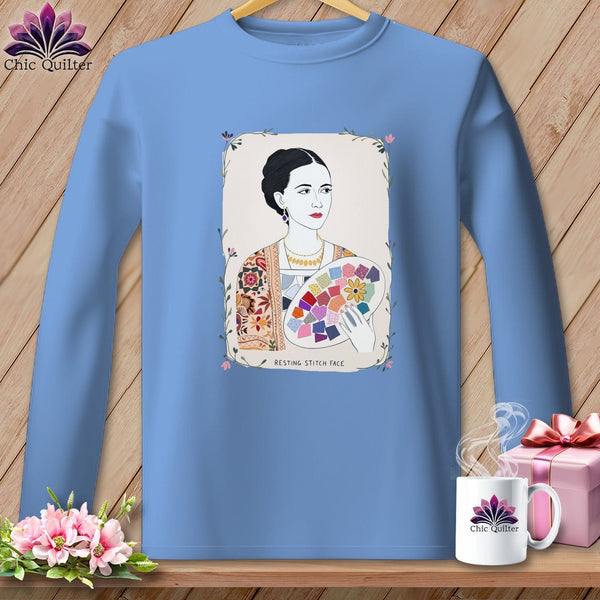 MyDesigns Physical Item S / Carolina Blue Georgia O-Sew - Resting Stitch Face ~ Long Sleeve Tee
