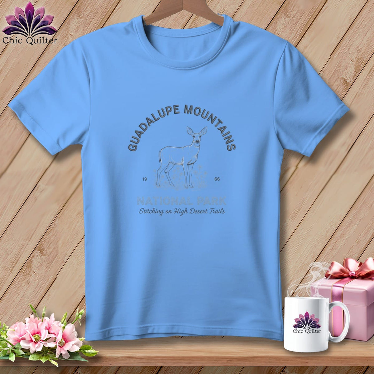 MyDesigns Physical Item S / Carolina Blue Guadalupe Mountains National Park, Stitchin In Beauty ~ Relaxed Fit Tee