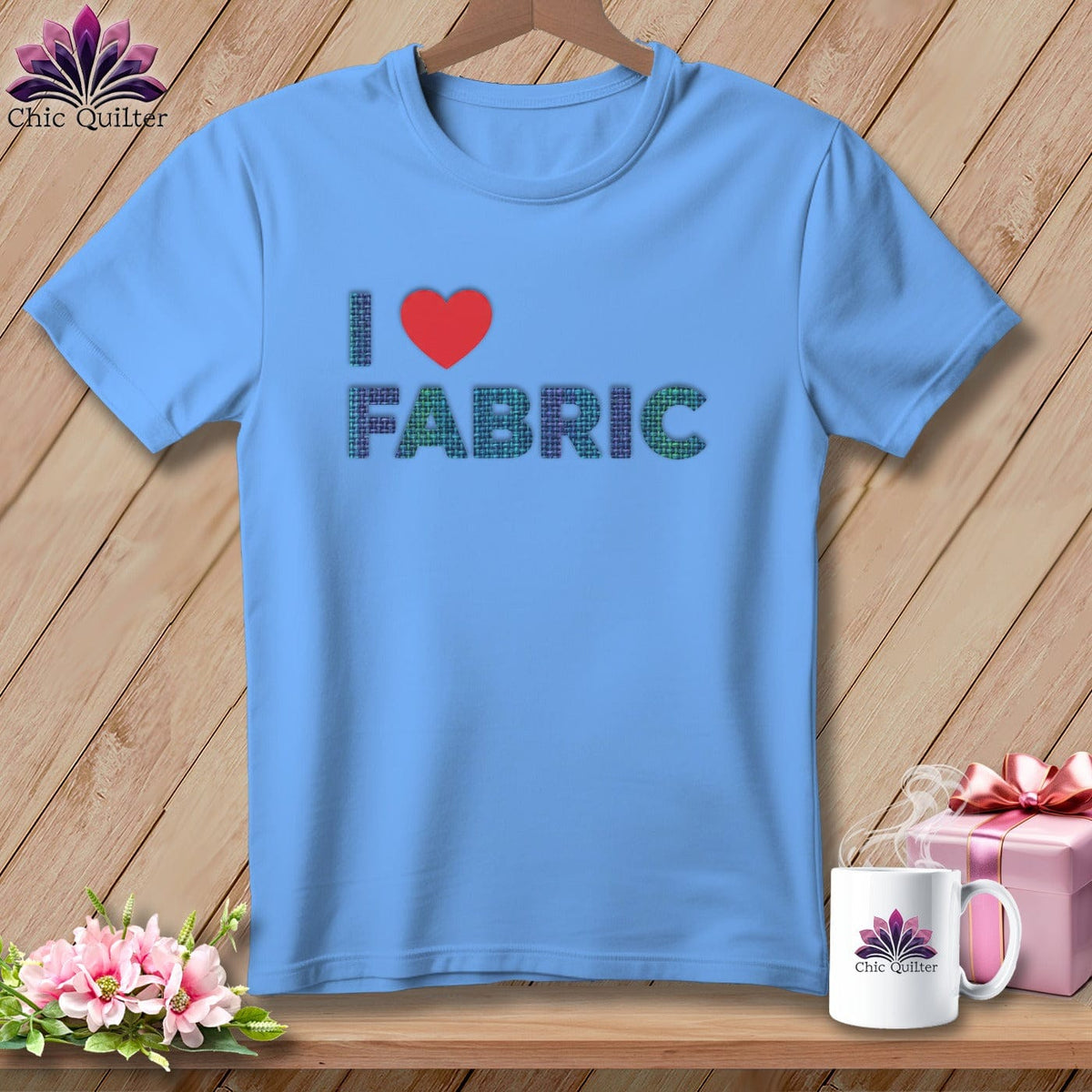 MyDesigns Physical Item S / Carolina Blue I ❤️ Fabric ~ Relaxed Fit Tee