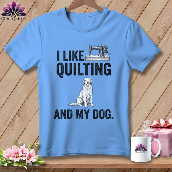 MyDesigns Physical Item S / Carolina Blue I Like Quilting and My Golden ~ Relaxed Fit Tee
