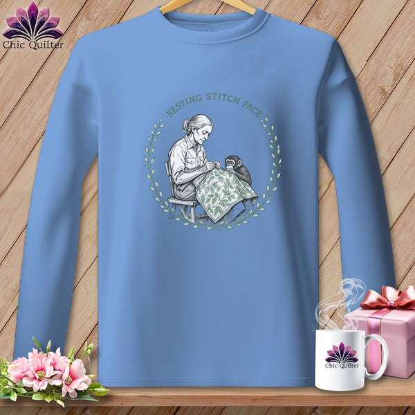 MyDesigns Physical Item S / Carolina Blue Jane Good-stitch - Resting Stitch Face ~ Long Sleeve Tee