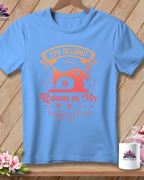 MyDesigns Physical Item S / Carolina Blue My Sewing Room Is My Happy Place ~ Relaxed Fit Tee