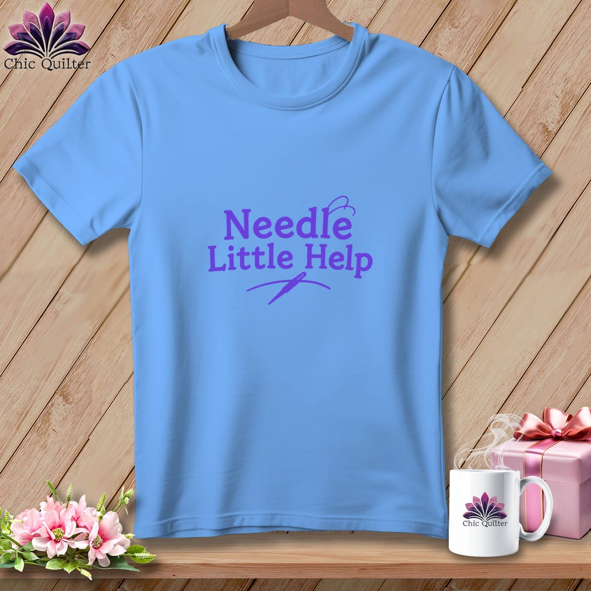 MyDesigns Physical Item S / Carolina Blue Needle Little Help ~ Relaxed Fit Tee
