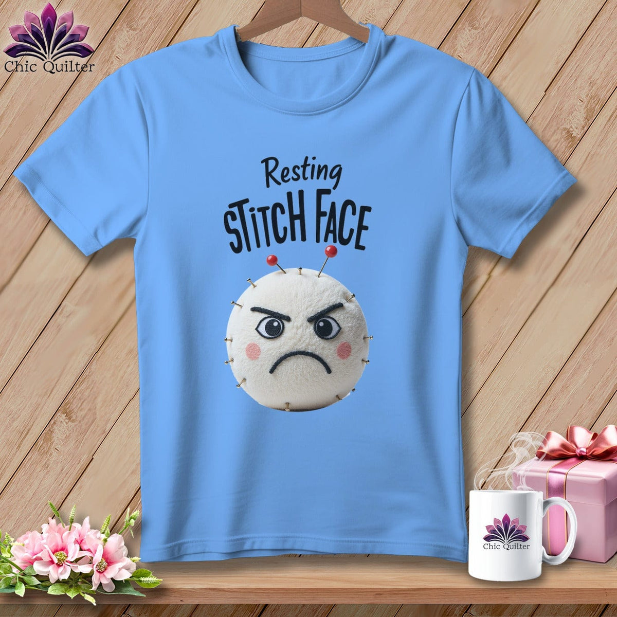 MyDesigns Physical Item S / Carolina Blue Ouch - Resting Stitch Face ~ Relaxed Fit Tee