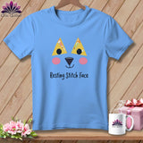 MyDesigns Physical Item S / Carolina Blue Patchwork Face - Resting Stitch Face ~ Relaxed Fit Tee