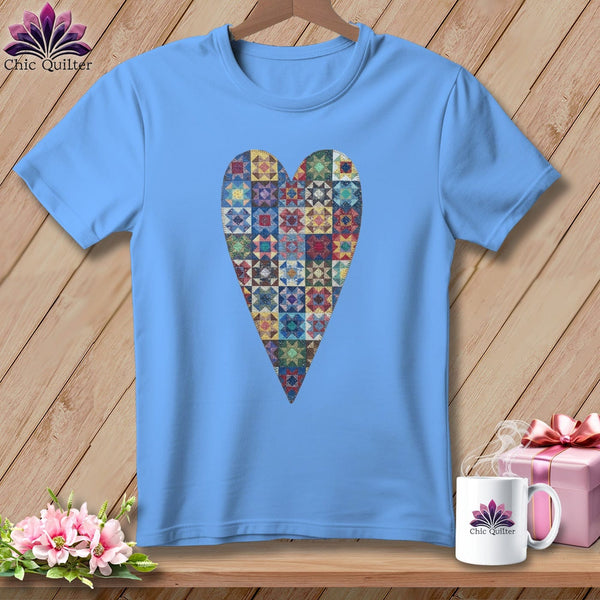 MyDesigns Physical Item S / Carolina Blue Patchwork Heart ~ Relaxed Fit Tee