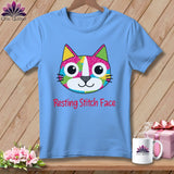 MyDesigns Physical Item S / Carolina Blue Patchwork Smile - Resting Stitch Face ~ Relaxed Fit Tee