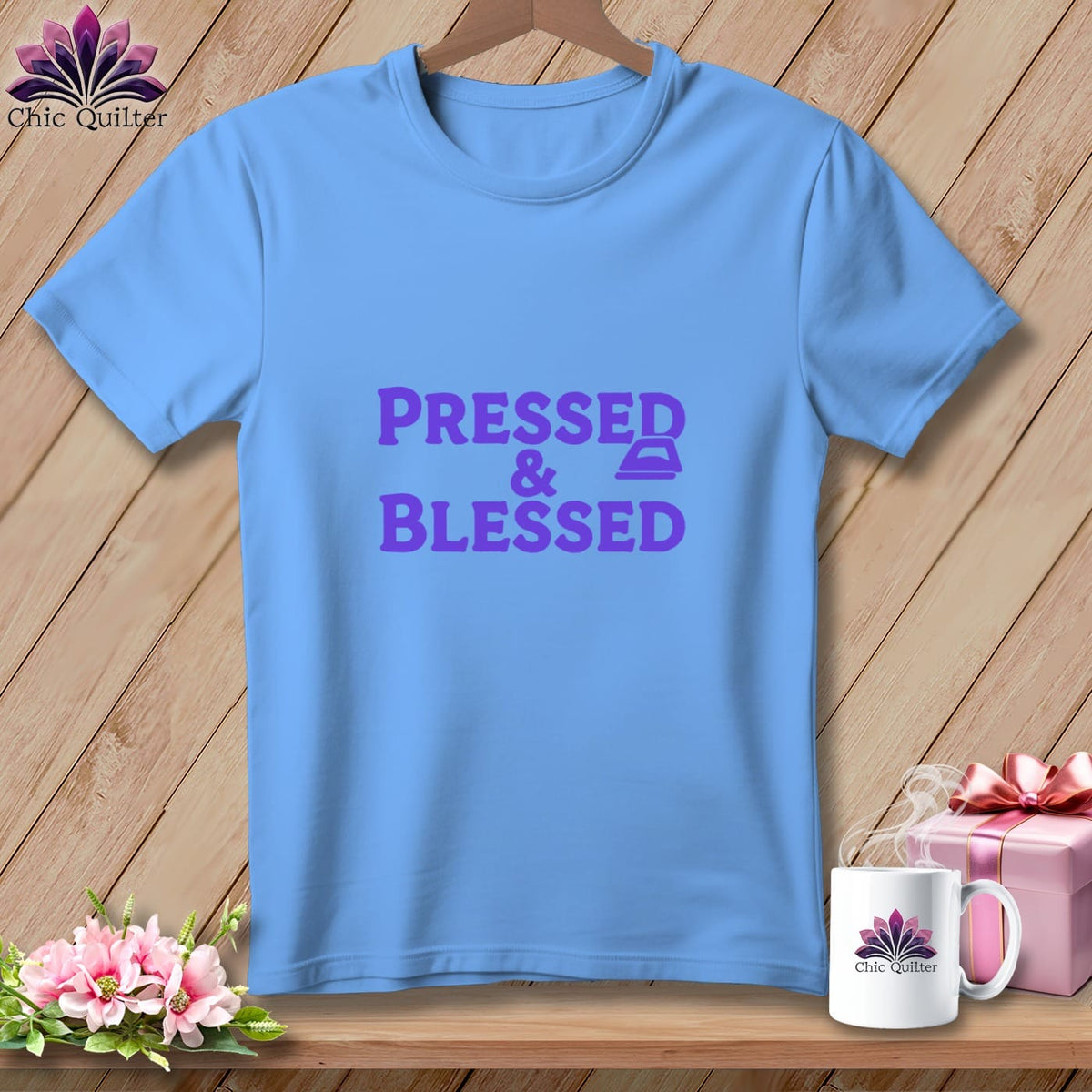 MyDesigns Physical Item S / Carolina Blue Pressed & Blessed ~ Relaxed Fit Tee