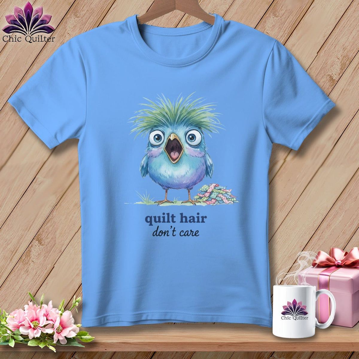 MyDesigns Physical Item S / Carolina Blue Quilt Hair Don’t Care ~ Frizzle Mae ~ Relaxed Fit Tee