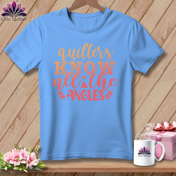 MyDesigns Physical Item S / Carolina Blue Quilters Know All the Angles ~ Relaxed Fit Tee