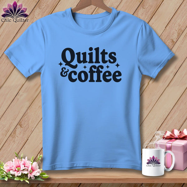 MyDesigns Physical Item S / Carolina Blue Quilts & Coffee ~ Relaxed Fit Tee
