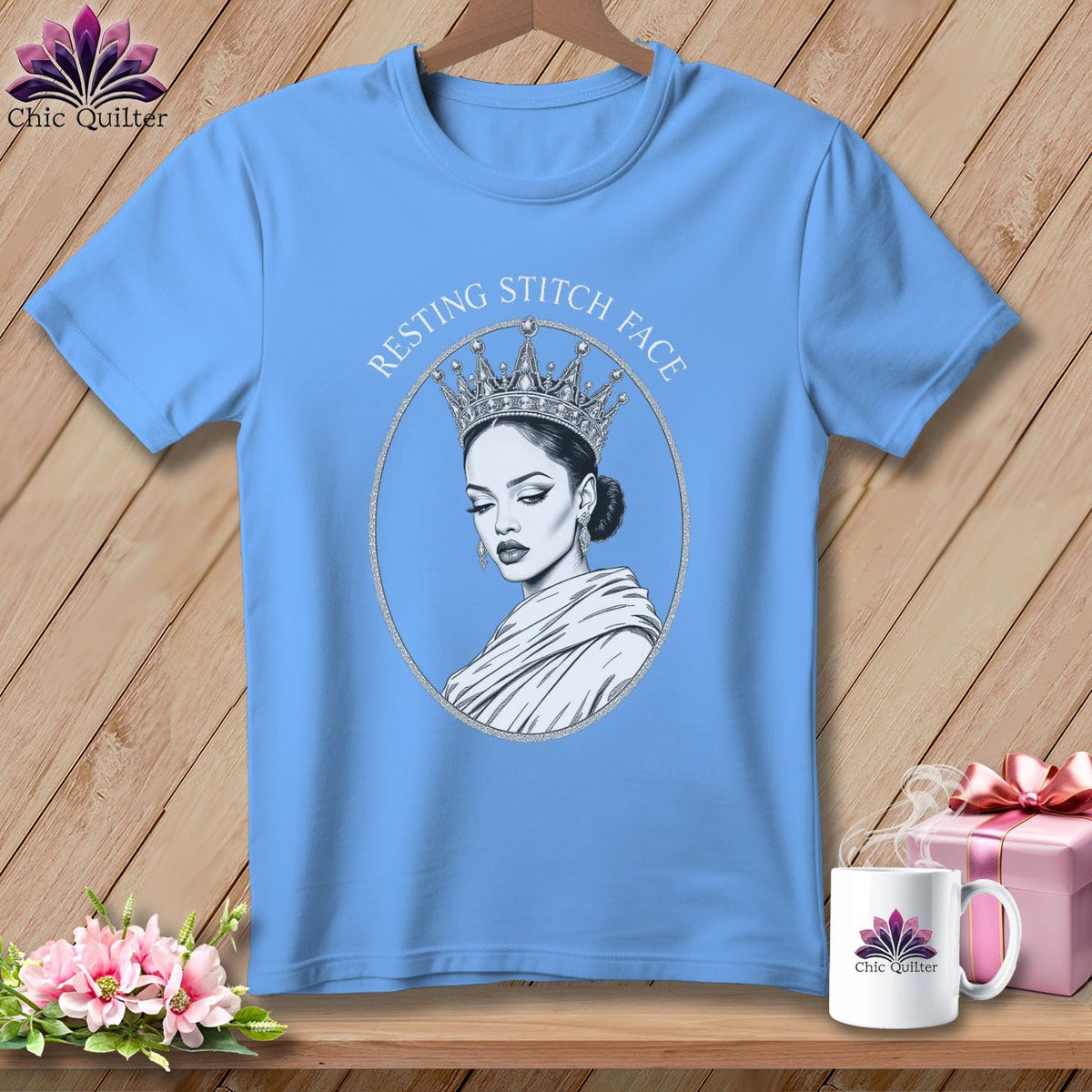 MyDesigns Physical Item S / Carolina Blue Ri-hem-na - Resting Stitch Face ~ Relaxed Fit Tee