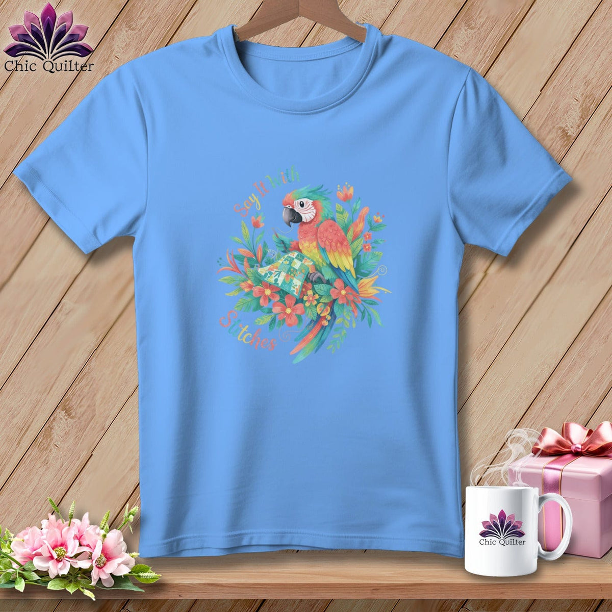 MyDesigns Physical Item S / Carolina Blue Say It With Stitches ~ Relaxed Fit Tee