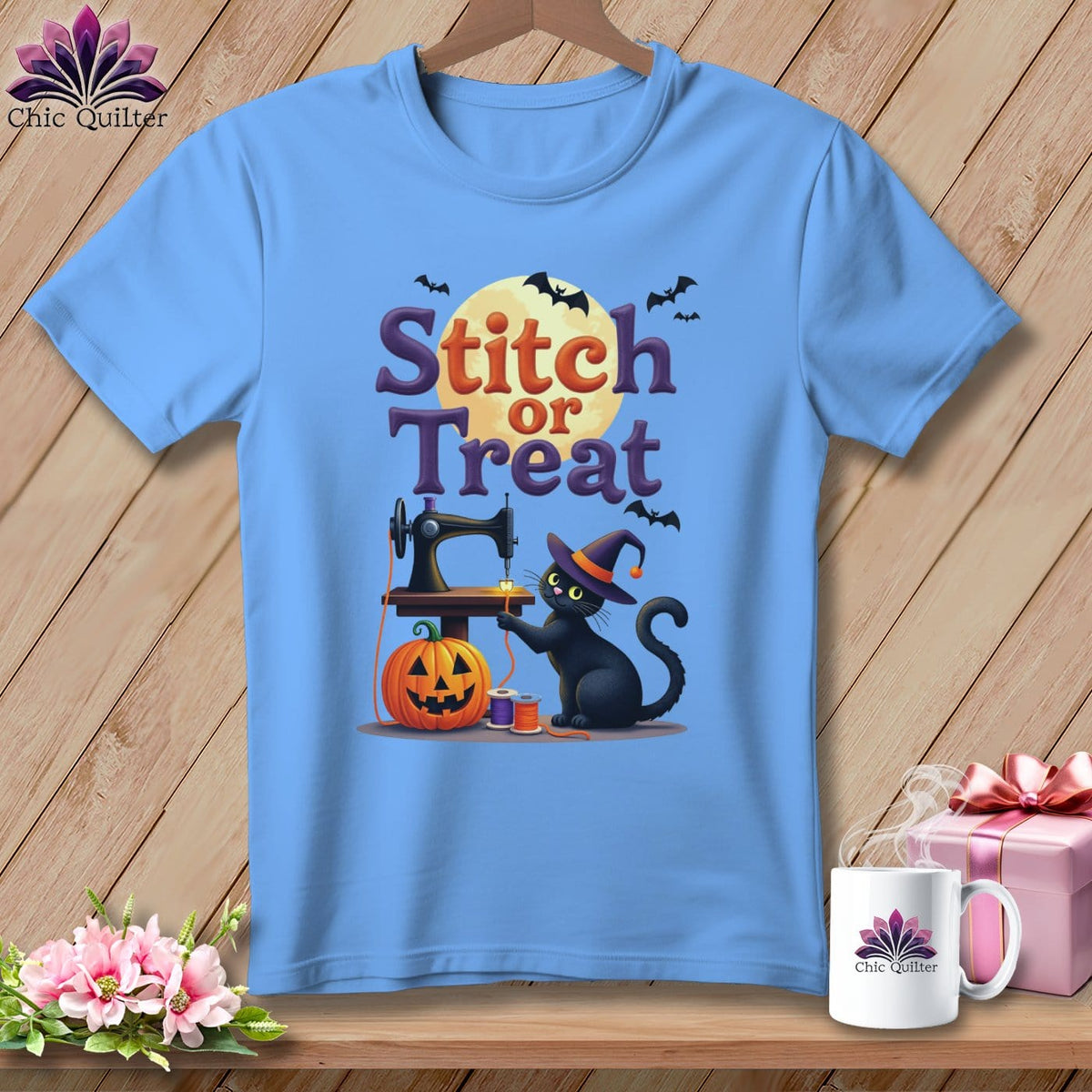 MyDesigns Physical Item S / Carolina Blue Stitch or Treat ~ Relaxed Fit Tee