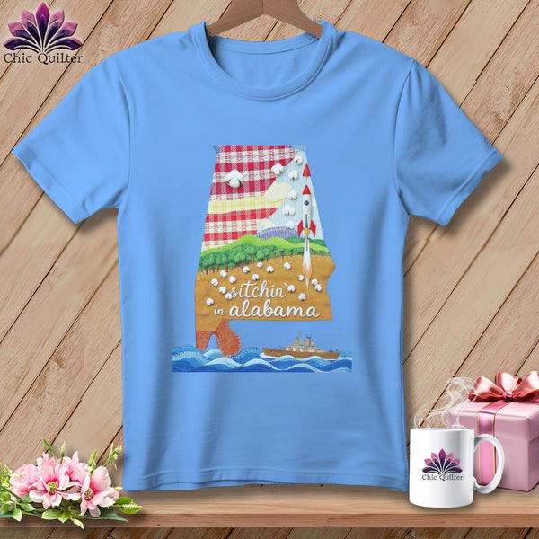 MyDesigns Physical Item S / Carolina Blue Stitchin' in Alabama ~ Relaxed Fit Tee