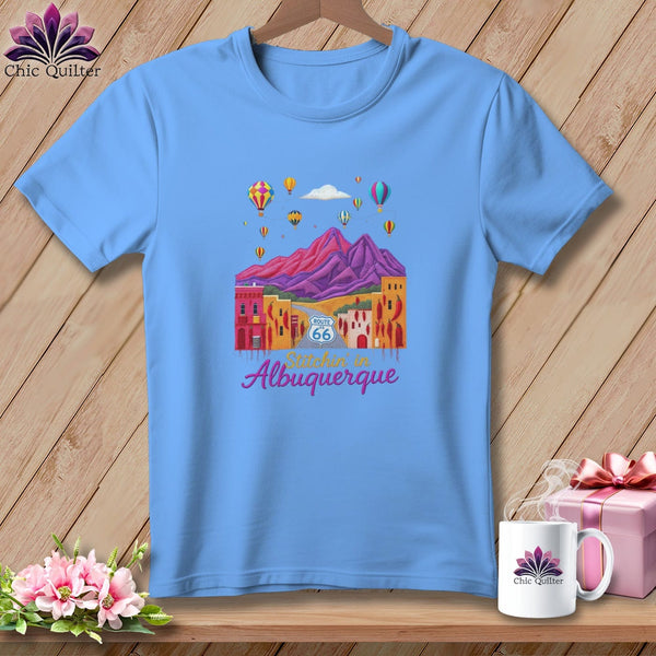 MyDesigns Physical Item S / Carolina Blue Stitchin' in Albuquerque ~ Relaxed Fit Tee
