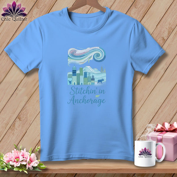 MyDesigns Physical Item S / Carolina Blue Stitchin' in Anchorage ~ Relaxed Fit Tee
