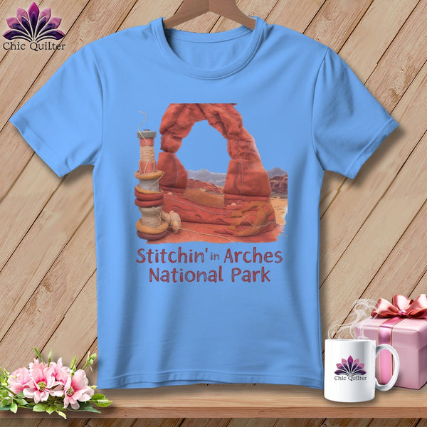 MyDesigns Physical Item S / Carolina Blue Stitchin' in Arches National Park ~ Relaxed Fit Tee