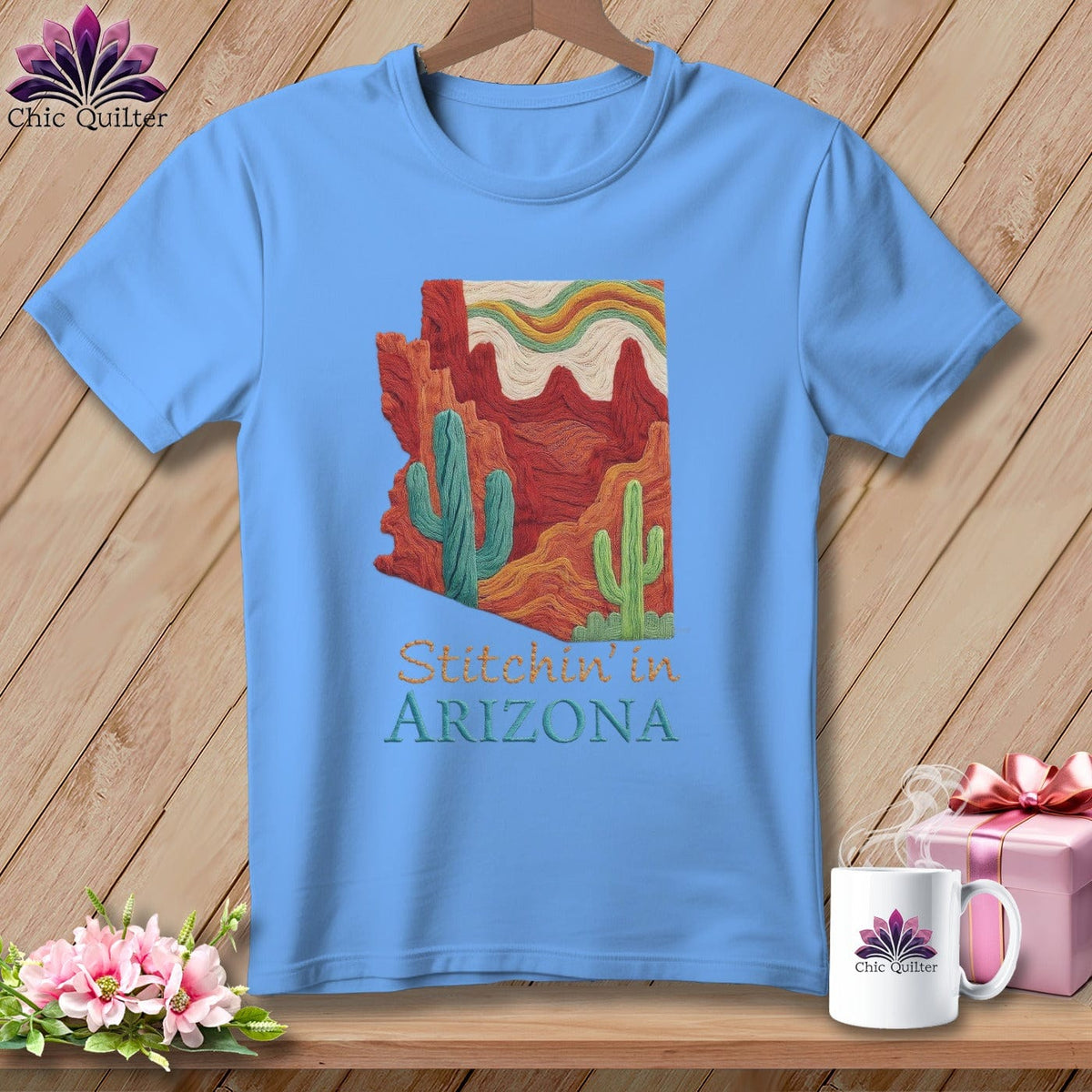 MyDesigns Physical Item S / Carolina Blue Stitchin' in Arizona ~ Relaxed Fit Tee