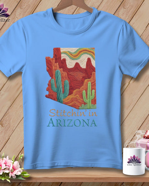 MyDesigns Physical Item S / Carolina Blue Stitchin' in Arizona ~ Relaxed Fit Tee