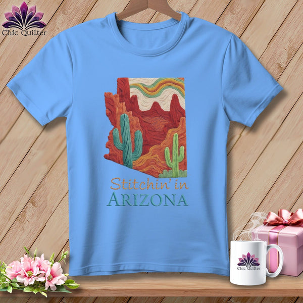 MyDesigns Physical Item S / Carolina Blue Stitchin' in Arizona ~ Relaxed Fit Tee