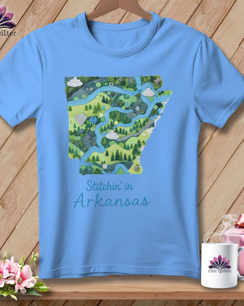 MyDesigns Physical Item S / Carolina Blue Stitchin' in Arkansas ~ Relaxed Fit Tee