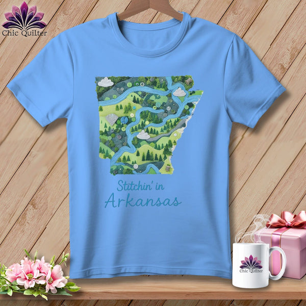 MyDesigns Physical Item S / Carolina Blue Stitchin' in Arkansas ~ Relaxed Fit Tee