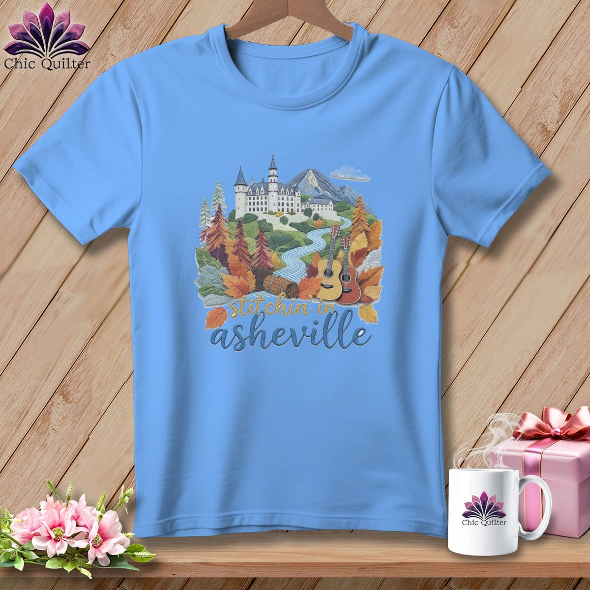 MyDesigns Physical Item S / Carolina Blue Stitchin' in Asheville ~ Relaxed Fit Tee