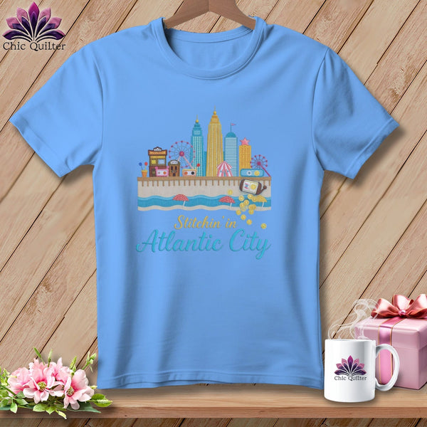 MyDesigns Physical Item S / Carolina Blue Stitchin' in Atlantic City ~ Relaxed Fit Tee