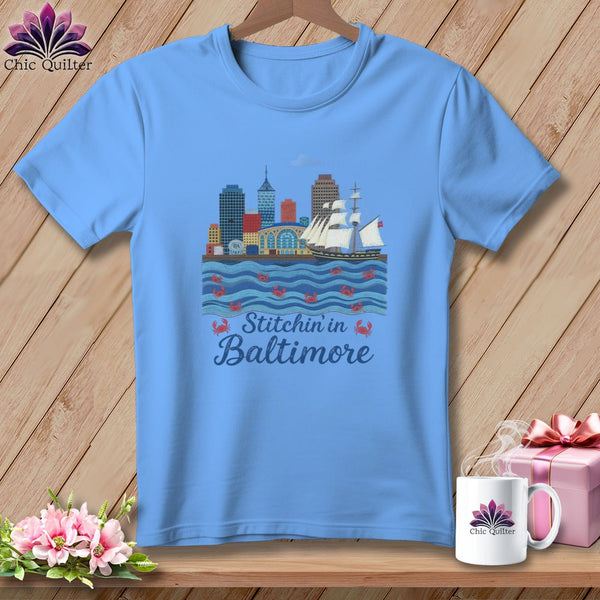 MyDesigns Physical Item S / Carolina Blue Stitchin' in Baltimore ~ Relaxed Fit Tee