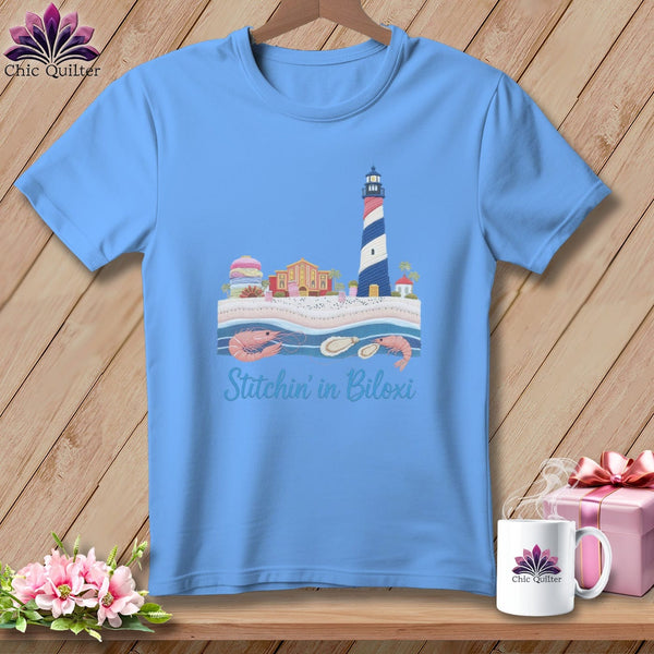 MyDesigns Physical Item S / Carolina Blue Stitchin' in Biloxi ~ Relaxed Fit Tee
