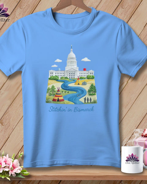 MyDesigns Physical Item S / Carolina Blue Stitchin' in Bismarck ~ Relaxed Fit Tee