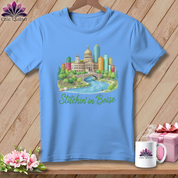MyDesigns Physical Item S / Carolina Blue Stitchin' in Boise ~ Relaxed Fit Tee