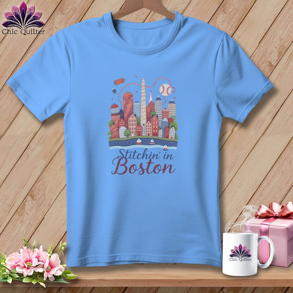 MyDesigns Physical Item S / Carolina Blue Stitchin' in Boston ~ Relaxed Fit Tee