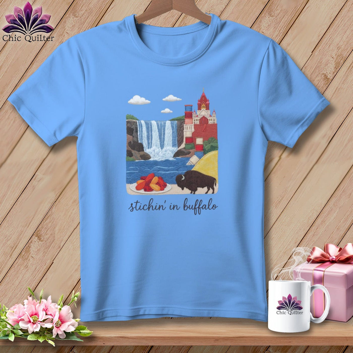 MyDesigns Physical Item S / Carolina Blue Stitchin' in Buffalo ~ Relaxed Fit Tee