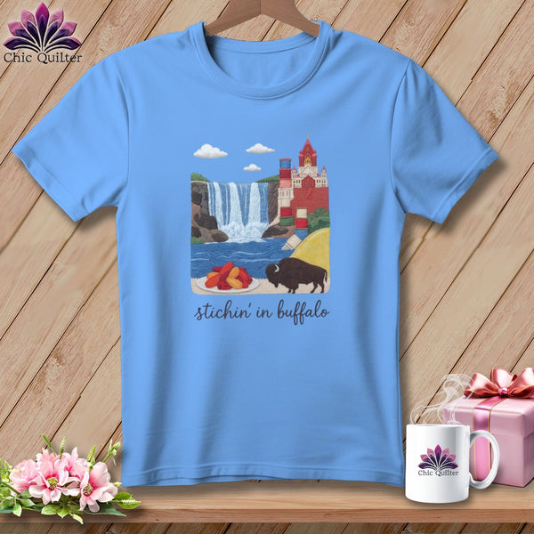 MyDesigns Physical Item S / Carolina Blue Stitchin' in Buffalo ~ Relaxed Fit Tee