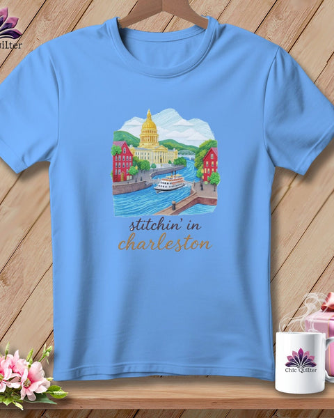 MyDesigns Physical Item S / Carolina Blue Stitchin' in Charleston ~ Relaxed Fit Tee
