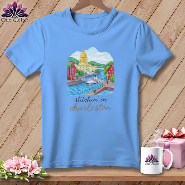 MyDesigns Physical Item S / Carolina Blue Stitchin' in Charleston ~ Relaxed Fit Tee