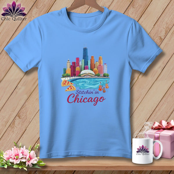 MyDesigns Physical Item S / Carolina Blue Stitchin' in Chicago ~ Relaxed Fit Tee